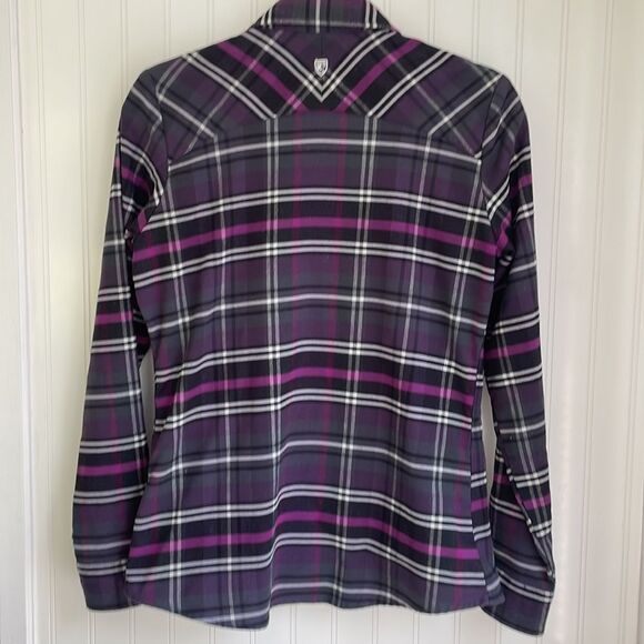KUHL women’s purple and black plaid flannel long sleeve shirt size Small - Picture 7 of 16